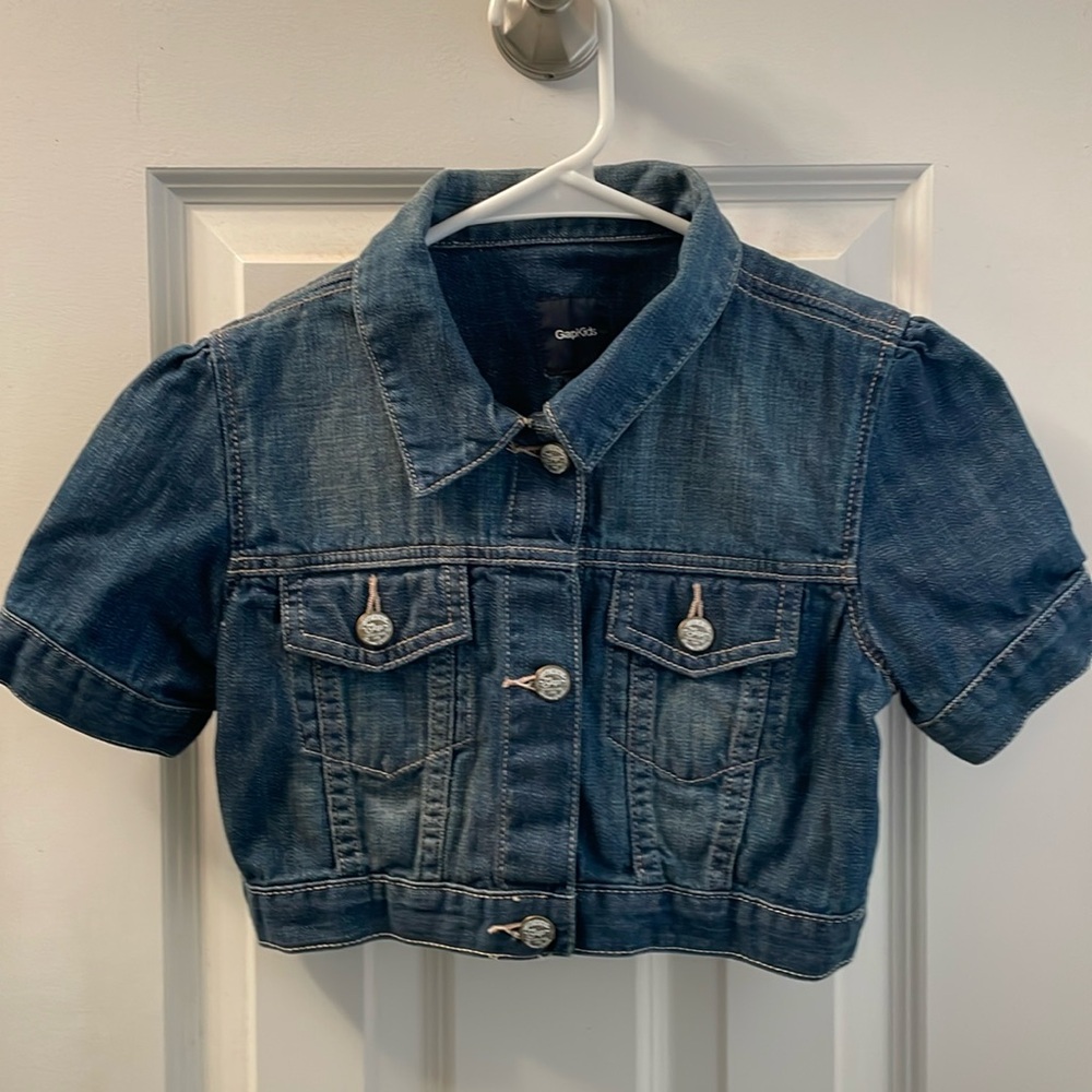 Girls cropped denim jacket